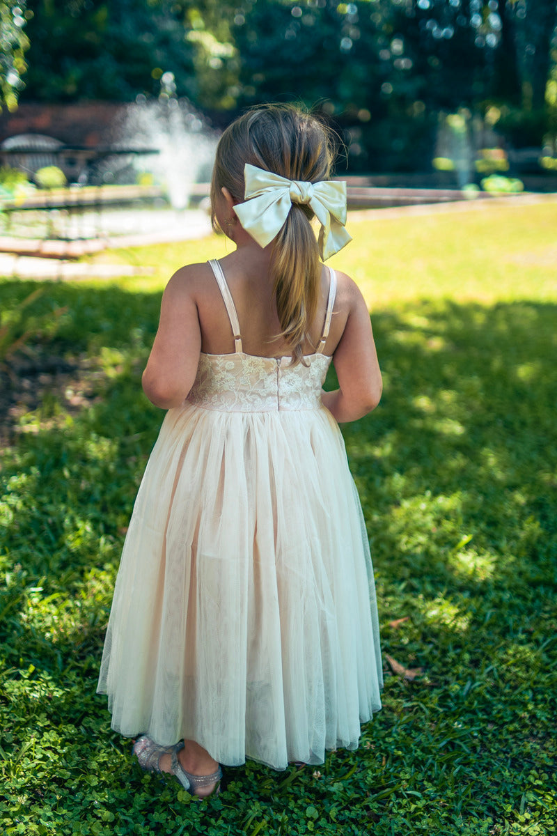 Lace Floral Pink Cream Girls Dress