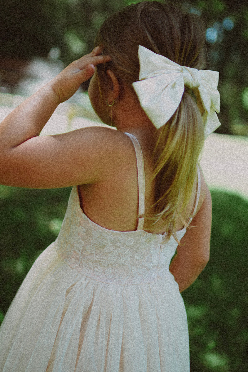 Lace Floral Pink Cream Girls Dress