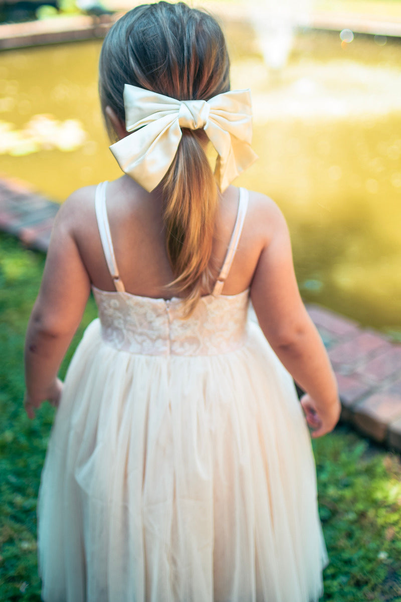 Lace Floral Pink Cream Girls Dress