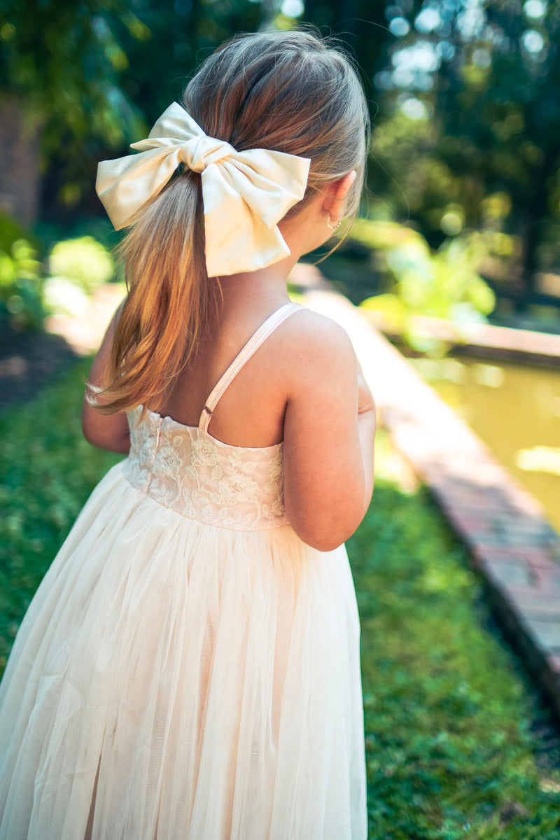 Lace Floral Pink Cream Girls Dress