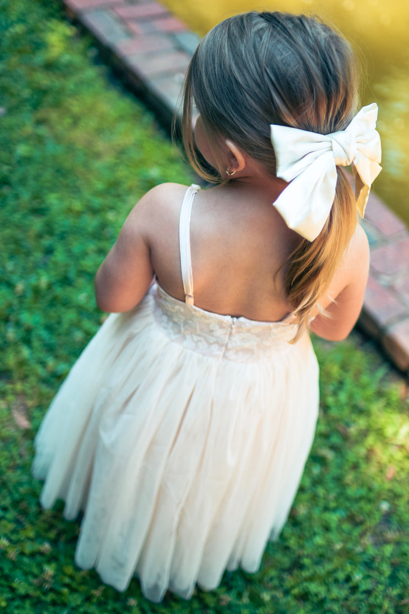 Lace Floral Pink Cream Girls Dress