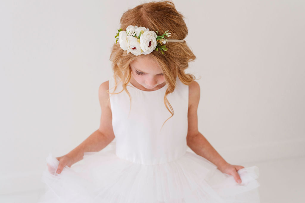 White Peony Floral Headband