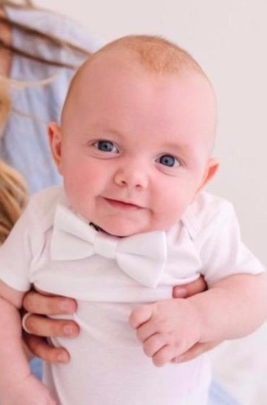 White Baby Little Boy Bowtie