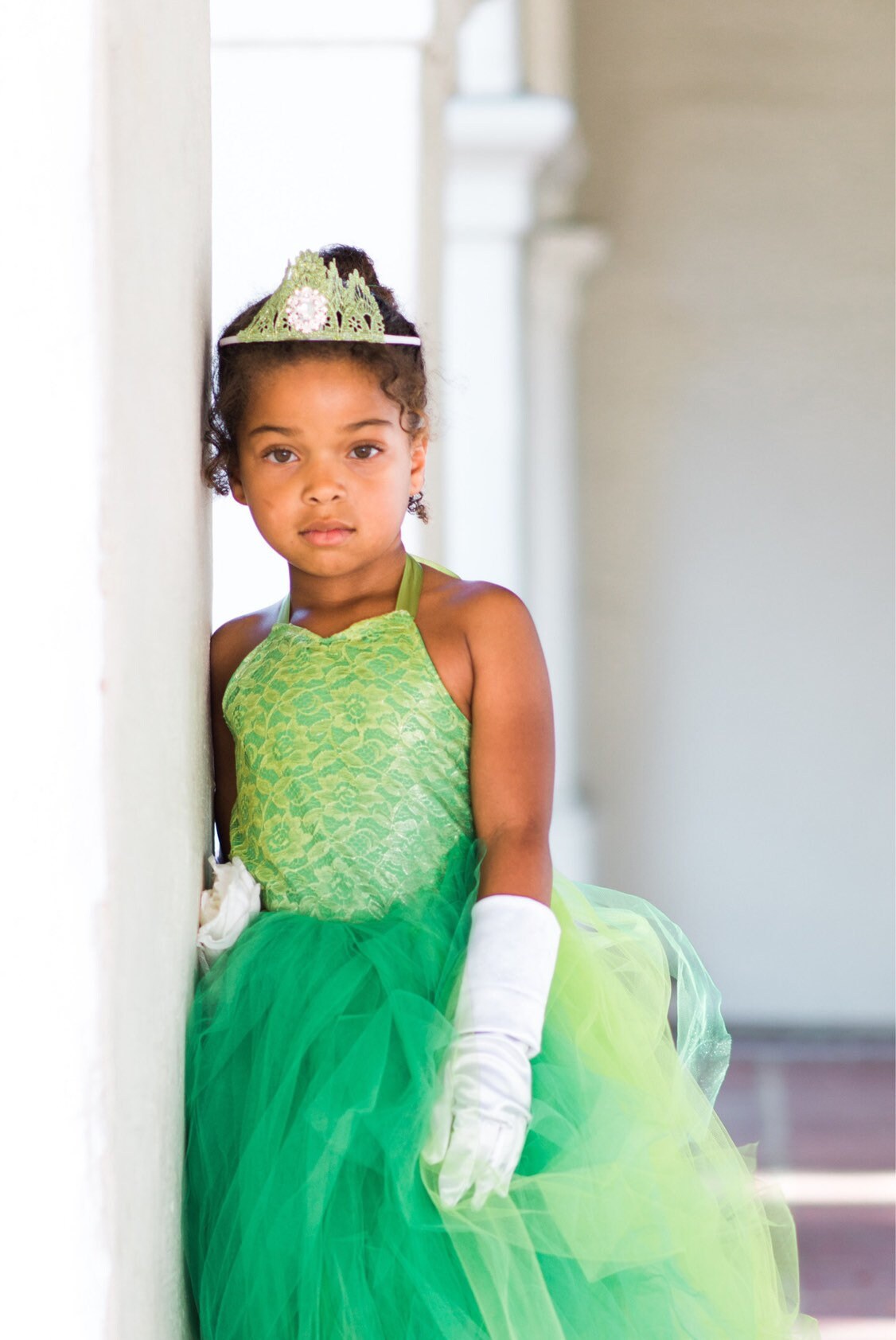 Green Tiana inspired tutu costume dress! Gorgeous green lace with green tulle dress skirt and trim! Baby toddler costumes!