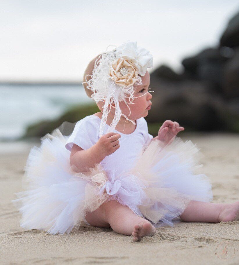 White and Cream Baby Toddler Tutu perfect cake smash Tutu for Baby or ToddlerTutu Skirt