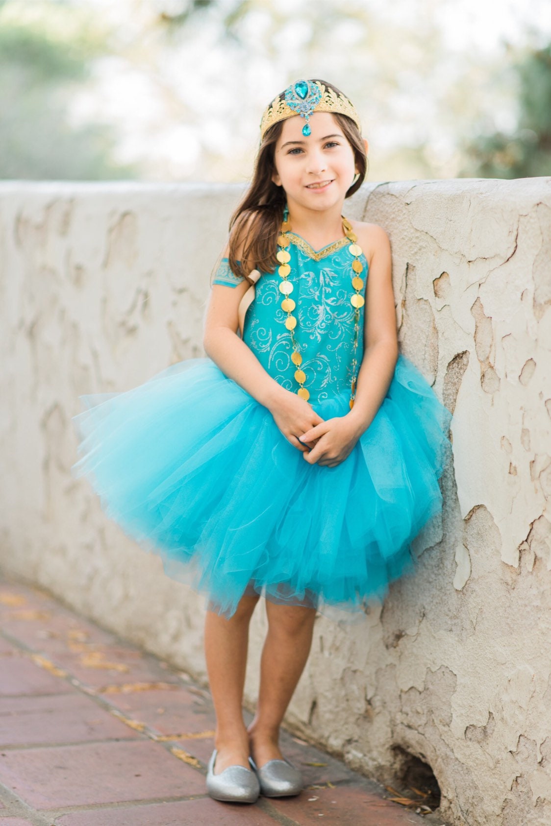 Blue Jasmine inspired tutu costume dress! Gorgeous blue and gold trim! Baby toddler costumes!