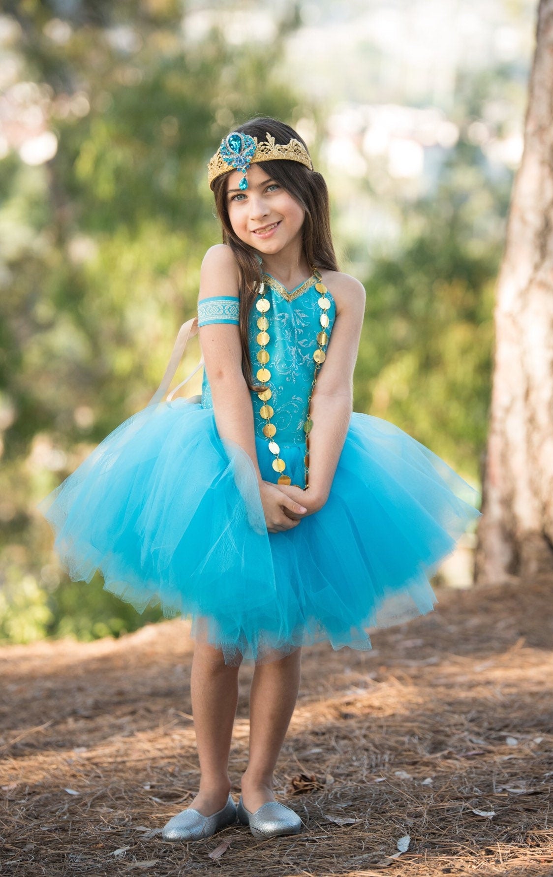 Blue Jasmine inspired tutu costume dress! Gorgeous blue and gold trim! Baby toddler costumes!