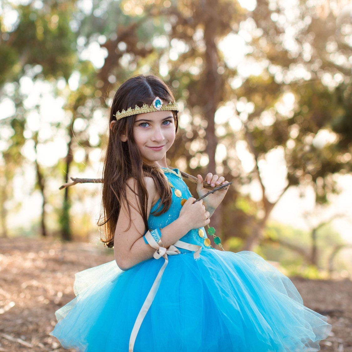 Blue Jasmine inspired tutu costume dress! Gorgeous blue and gold trim! Baby toddler costumes!