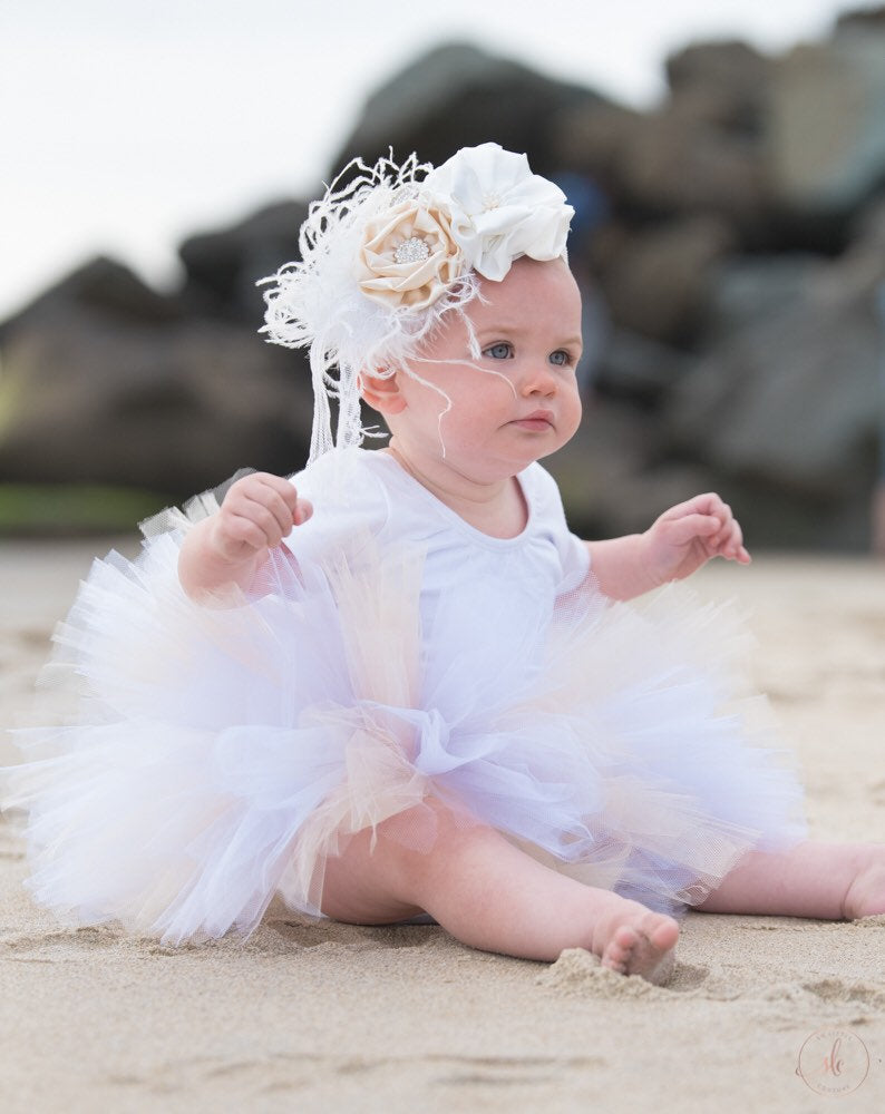 White and Cream Baby Toddler Tutu perfect cake smash Tutu for Baby or ToddlerTutu Skirt