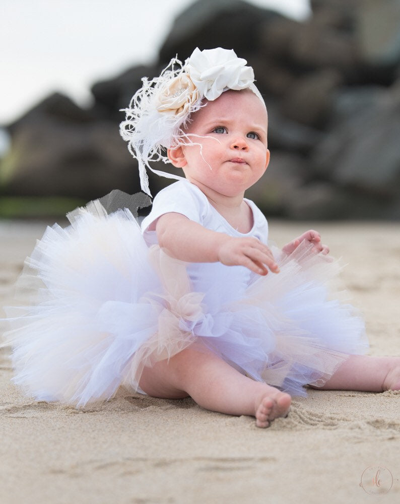 White and Cream Baby Toddler Tutu perfect cake smash Tutu for Baby or ToddlerTutu Skirt