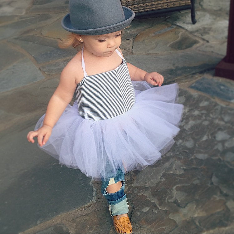 Blue and White Stripes, Ticking Hip Ballerina Dress in blue and White! Baby toddler costumes!