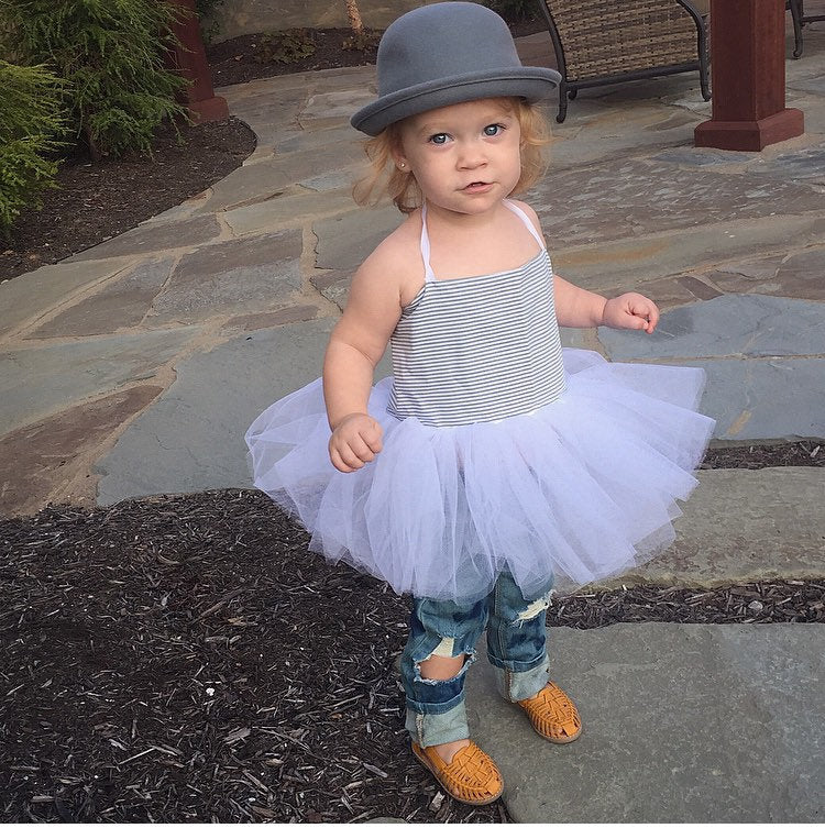 Blue and White Stripes, Ticking Hip Ballerina Dress in blue and White! Baby toddler costumes!