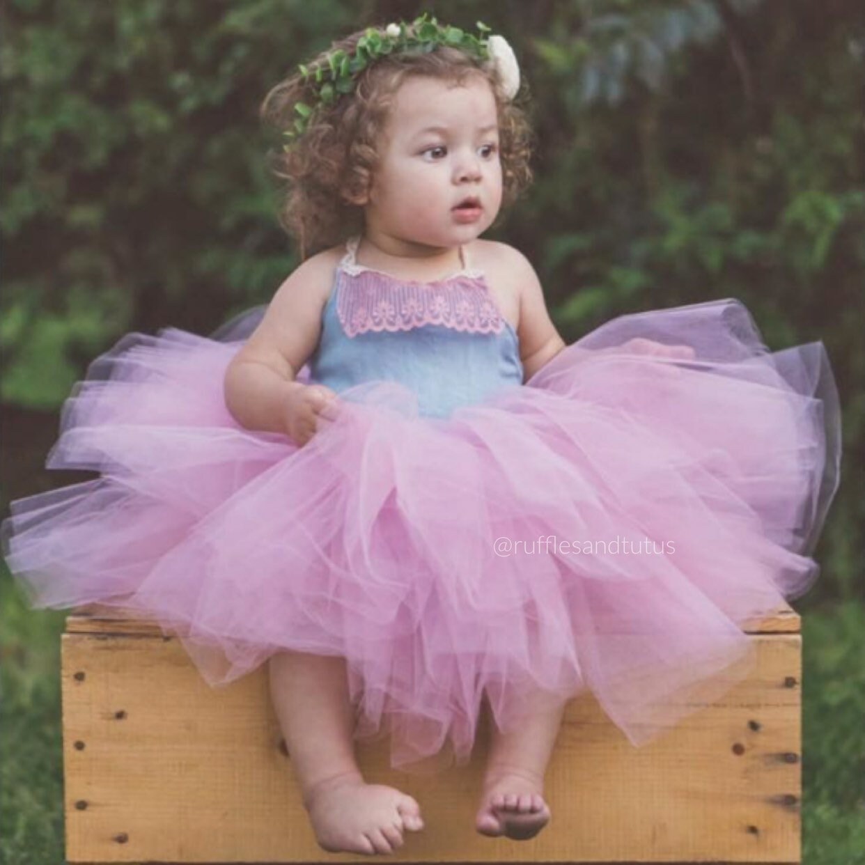 Pink Mauve and Denim dress. Baby toddler costumes!