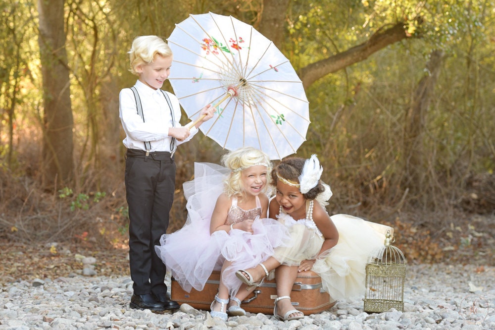 Pink Rose Gold Sequin Top Tutu Dress- Flower Girl, Birthday Girl any special occasion. - Light Pink