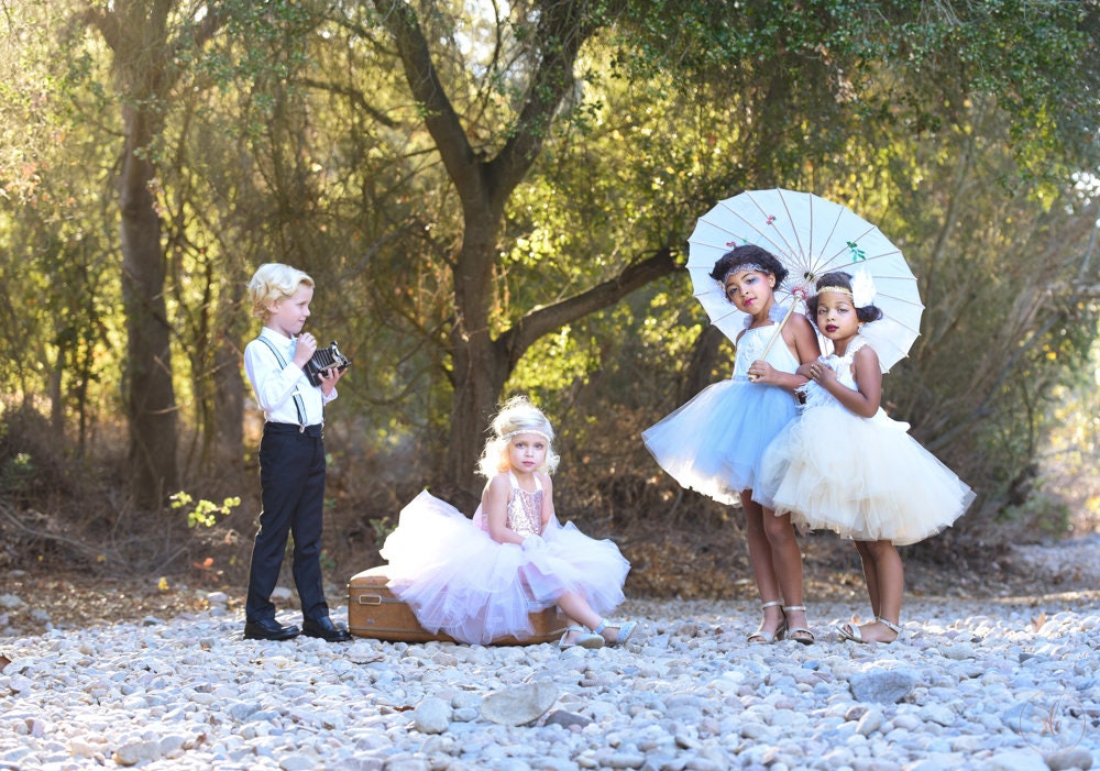 Pink Rose Gold Sequin Top Tutu Dress- Flower Girl, Birthday Girl any special occasion. - Light Pink