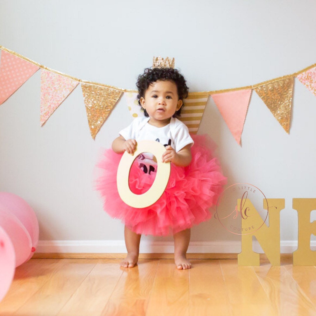 Coral Cake Smash Baby Toddler Tutu in Fluffy Layers. High-Quality Sewn Tutu perfect Costume Tutu for Newborn Baby or ToddlerTutu Skirt