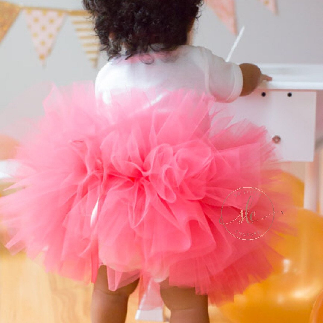 Coral Cake Smash Baby Toddler Tutu in Fluffy Layers. High-Quality Sewn Tutu perfect Costume Tutu for Newborn Baby or ToddlerTutu Skirt