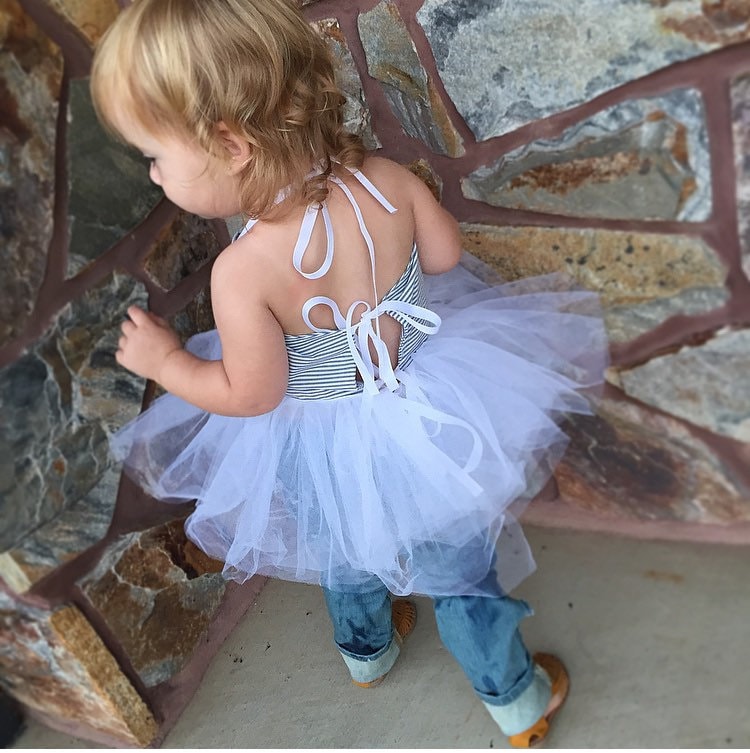 Blue and White Stripes, Ticking Hip Ballerina Dress in blue and White! Baby toddler costumes!