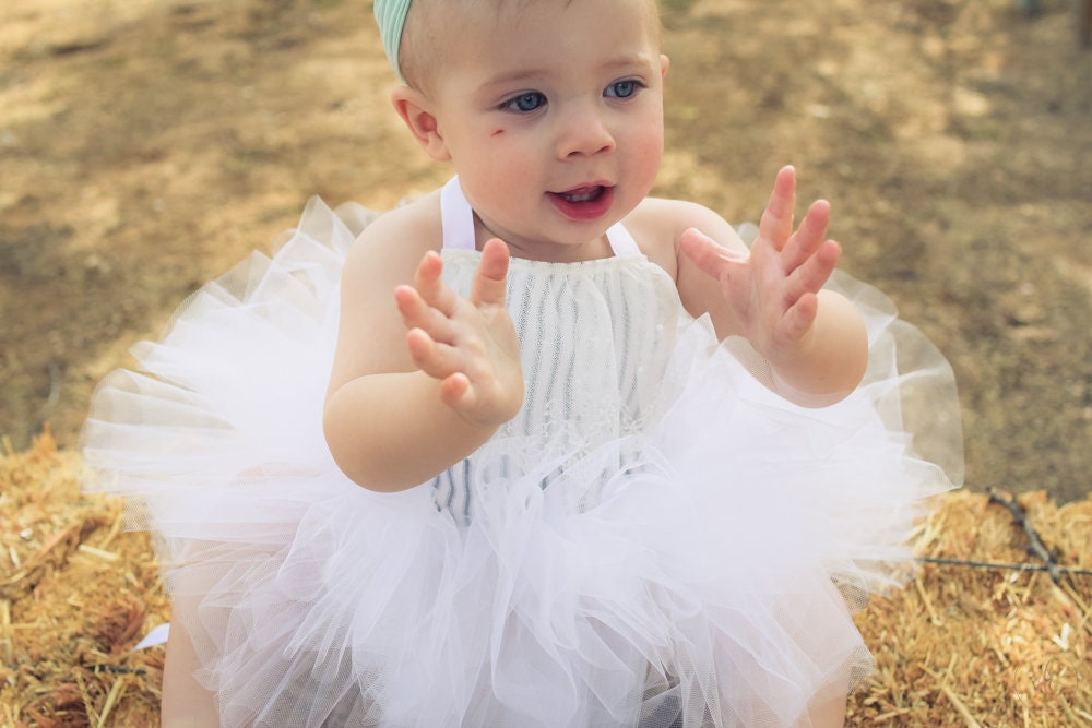 White and Blue Stripe, Victorian Lace & Ticking Tutu Dress - Short Ballet Skirt