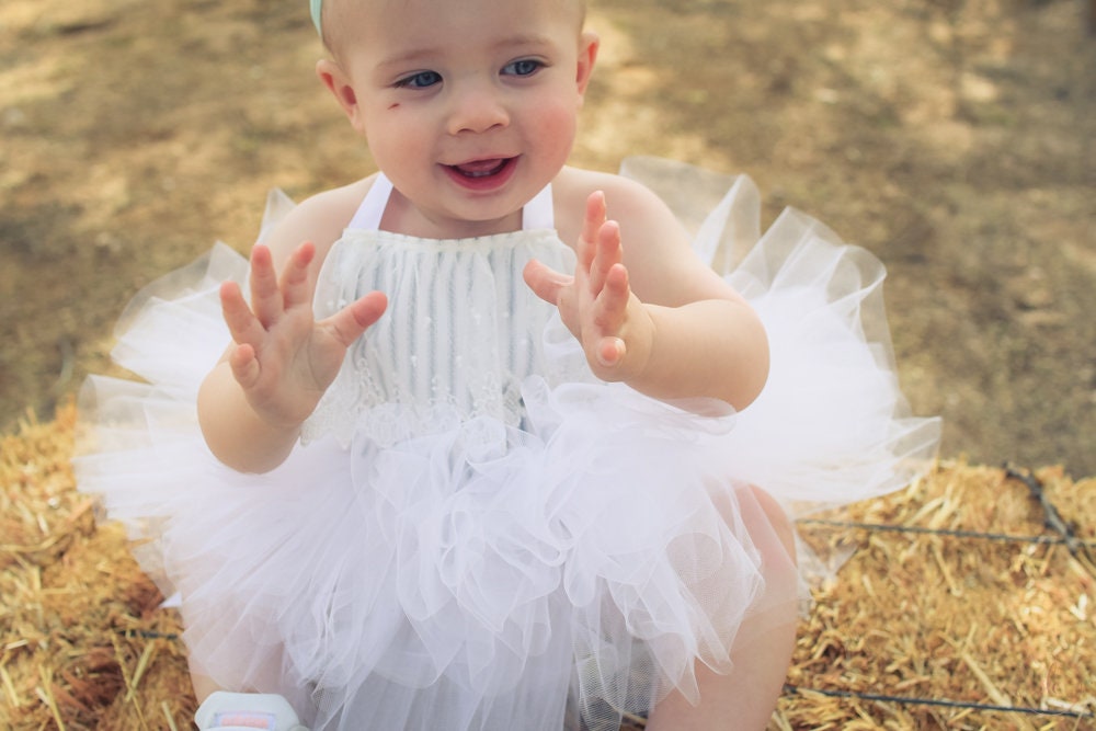 White and Blue Stripe, Victorian Lace & Ticking Tutu Dress - Short Ballet Skirt