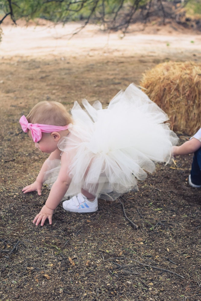 Floral Ivory and White Rose Tutu Dress