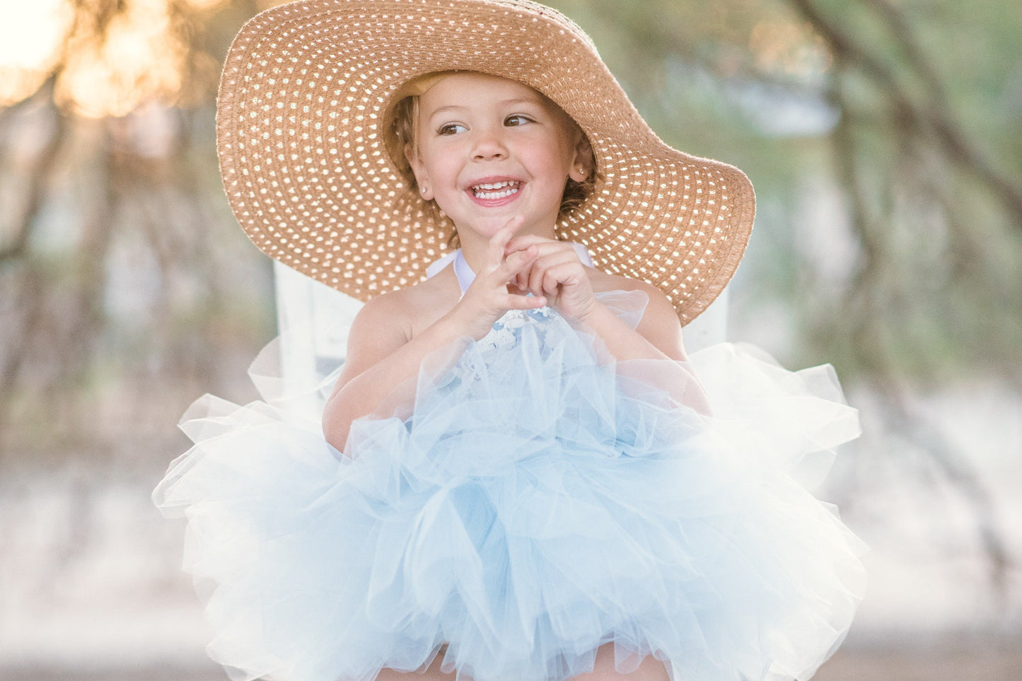 Blue and White Victorian Rose & Lace Tutu Dress