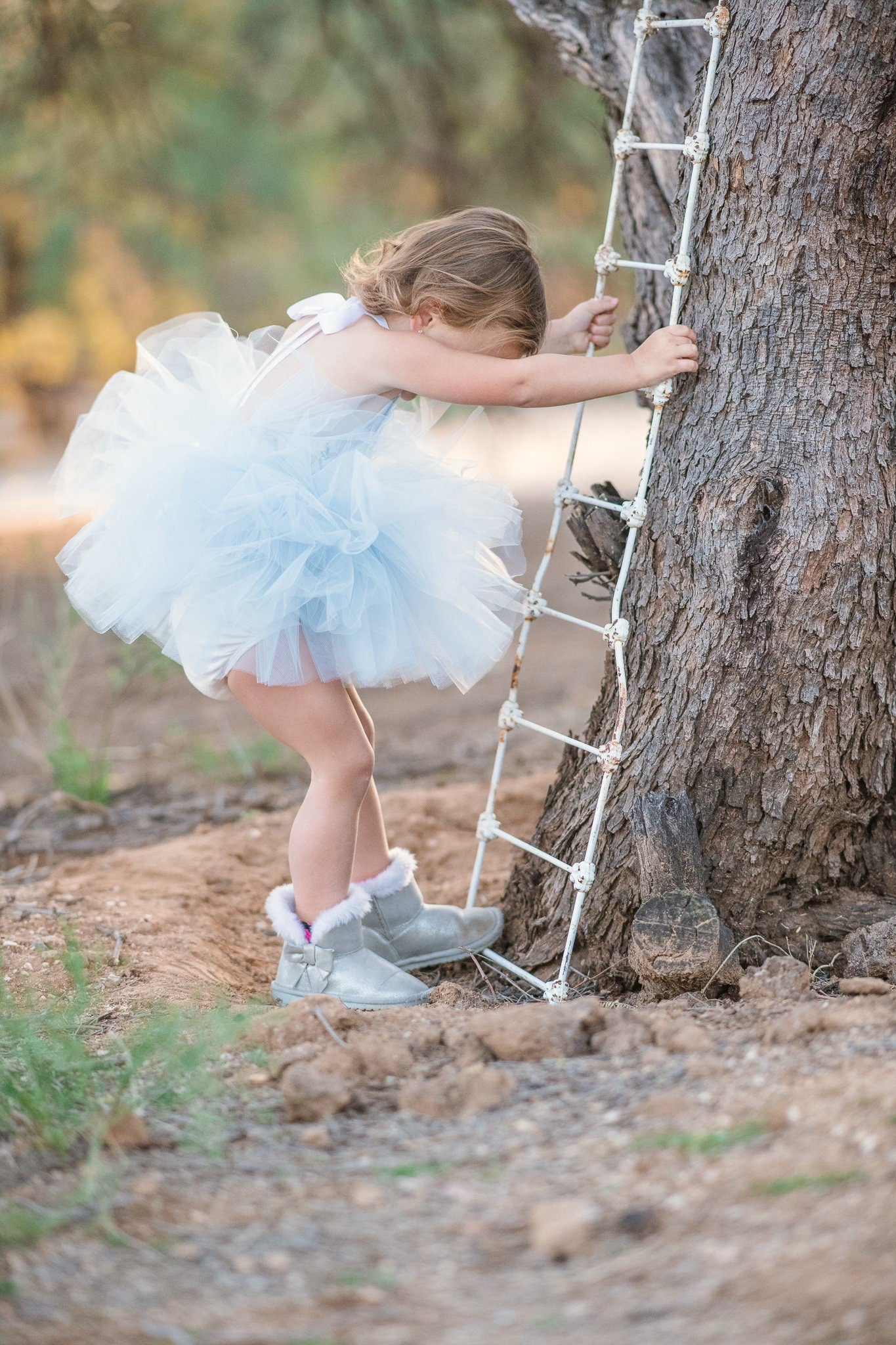 Blue and White Victorian Rose & Lace Tutu Dress