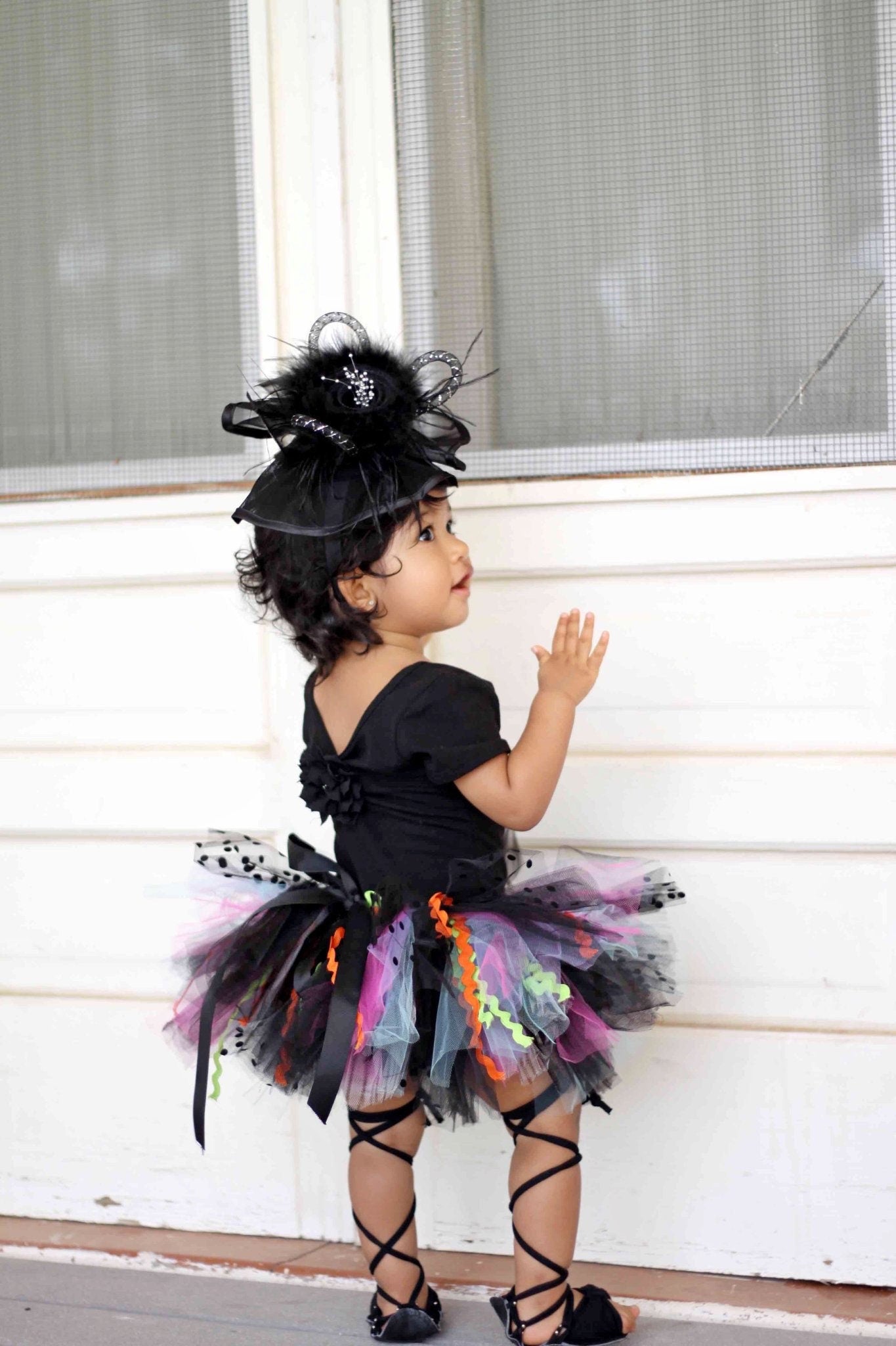 Black Tutu with accent trims and colors. Baby Toddler Witch Tutu perfect Halloween Costume Tutu for Baby or ToddlerTutu Skirt