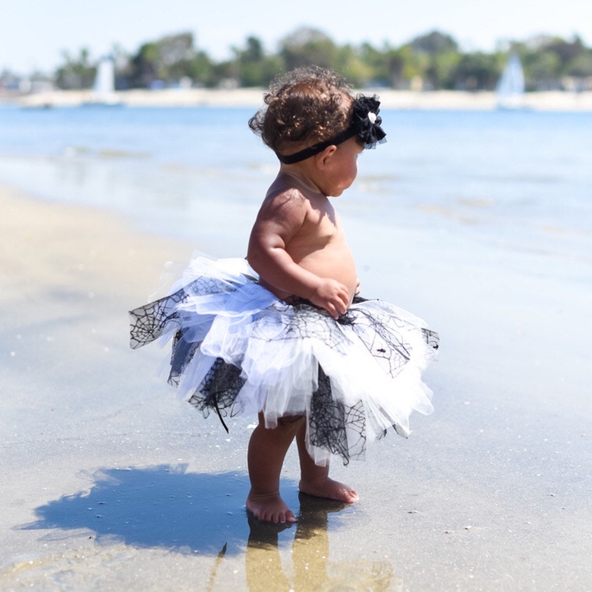 Black and White Stripe, Spiderweb Tutu Black and white, Elastic Sewn Toddler CostumeTutu Skirt