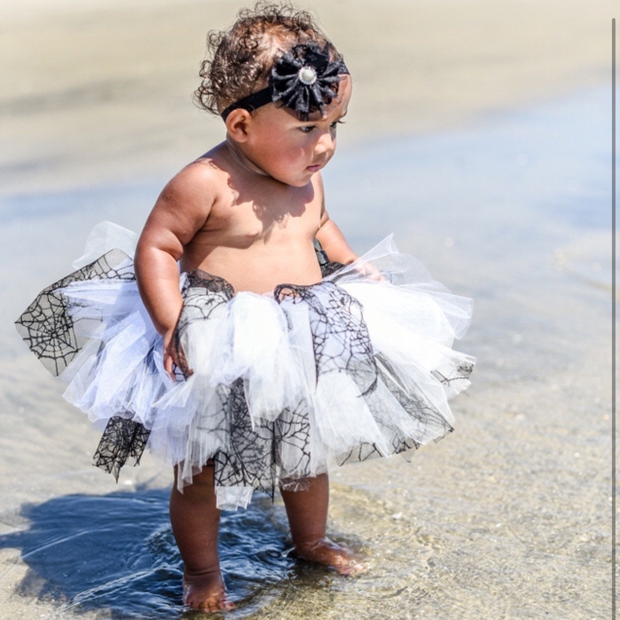 Black and White Stripe, Spiderweb Tutu Black and white, Elastic Sewn Toddler CostumeTutu Skirt