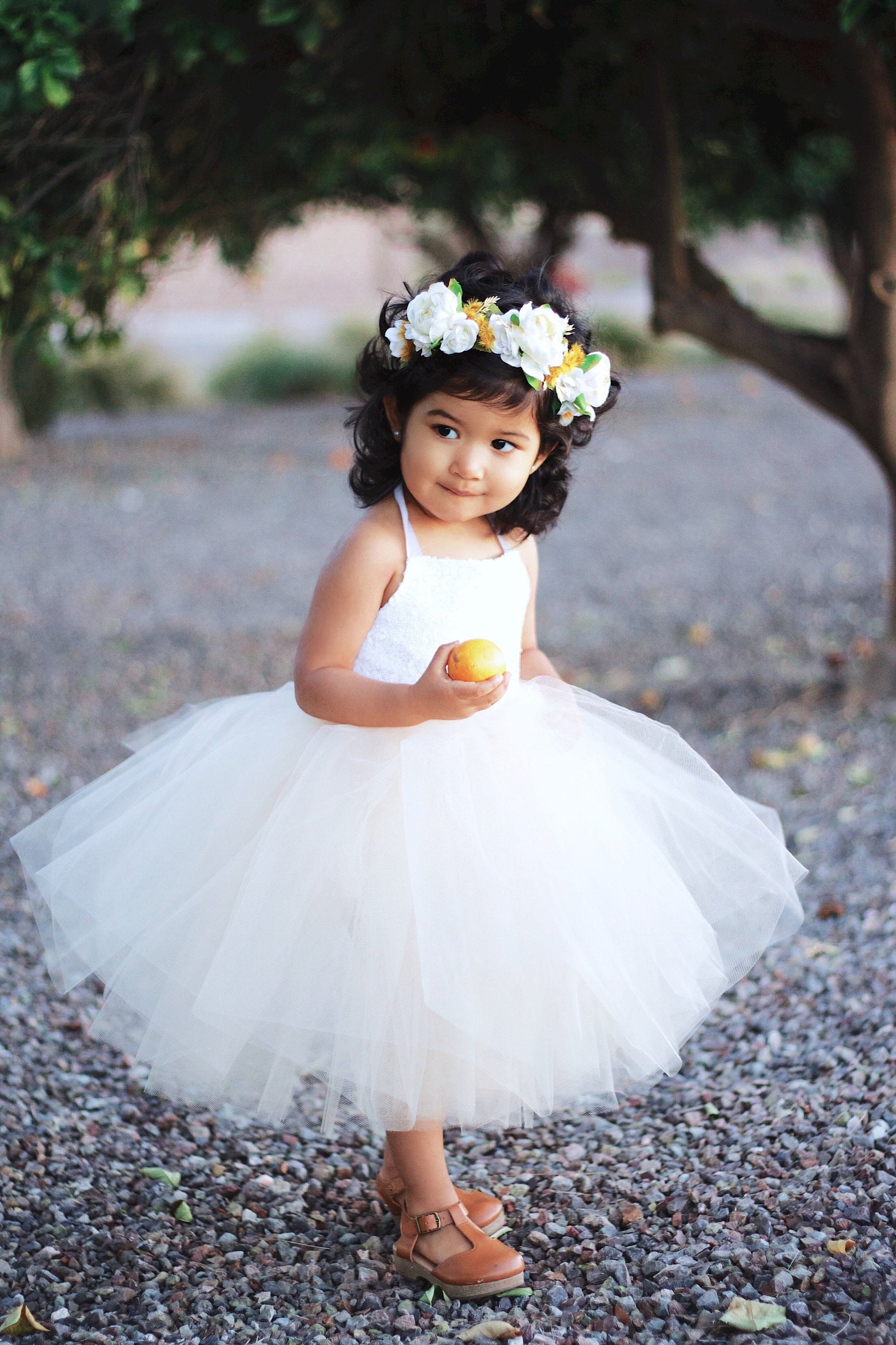 White Sequin and Ivory Princess Tutu Dress. Baby and Toddler Sizes offered.