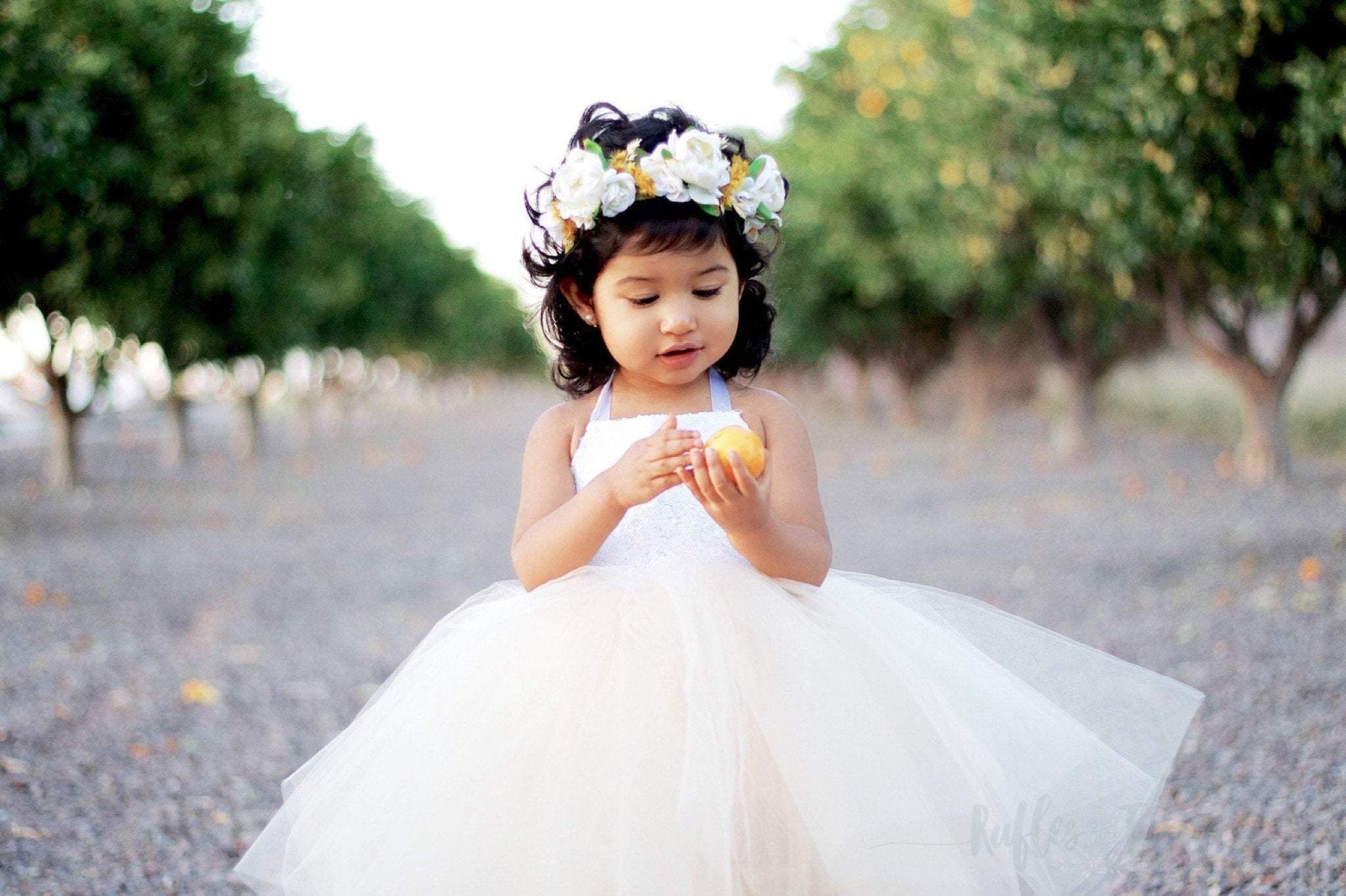 White Sequin and Ivory Princess Tutu Dress. Baby and Toddler Sizes offered.