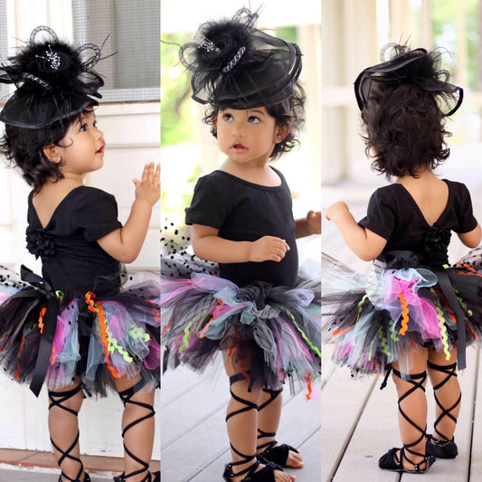 Black Tutu with accent trims and colors. Baby Toddler Witch Tutu perfect Halloween Costume Tutu for Baby or ToddlerTutu Skirt