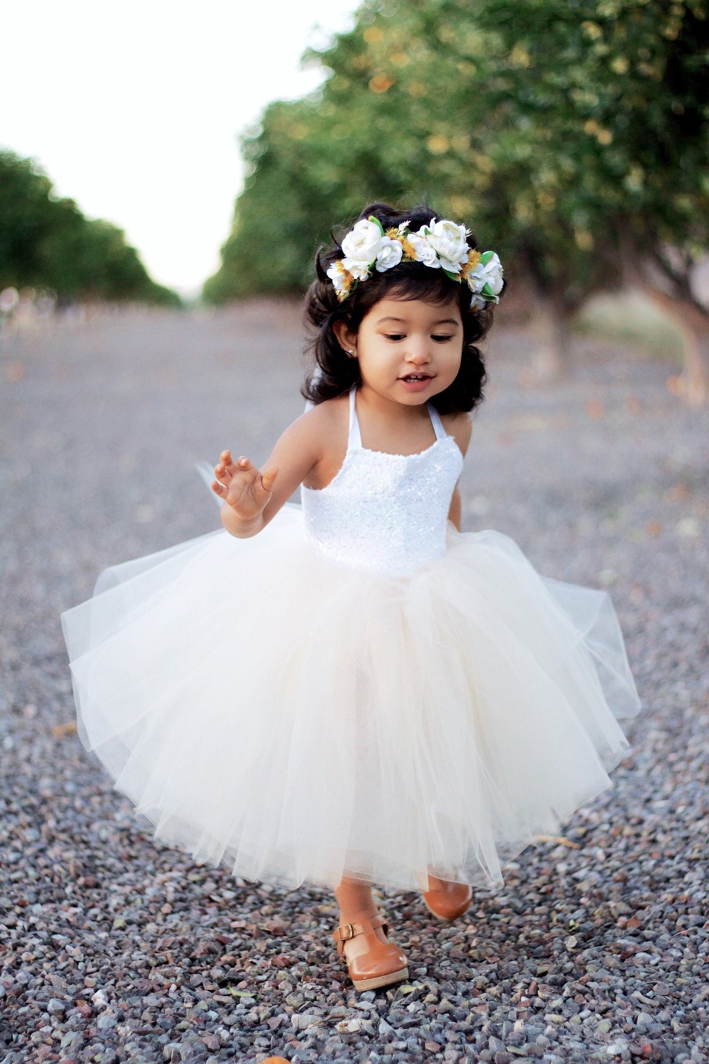 White Sequin and Ivory Princess Tutu Dress. Baby and Toddler Sizes offered.