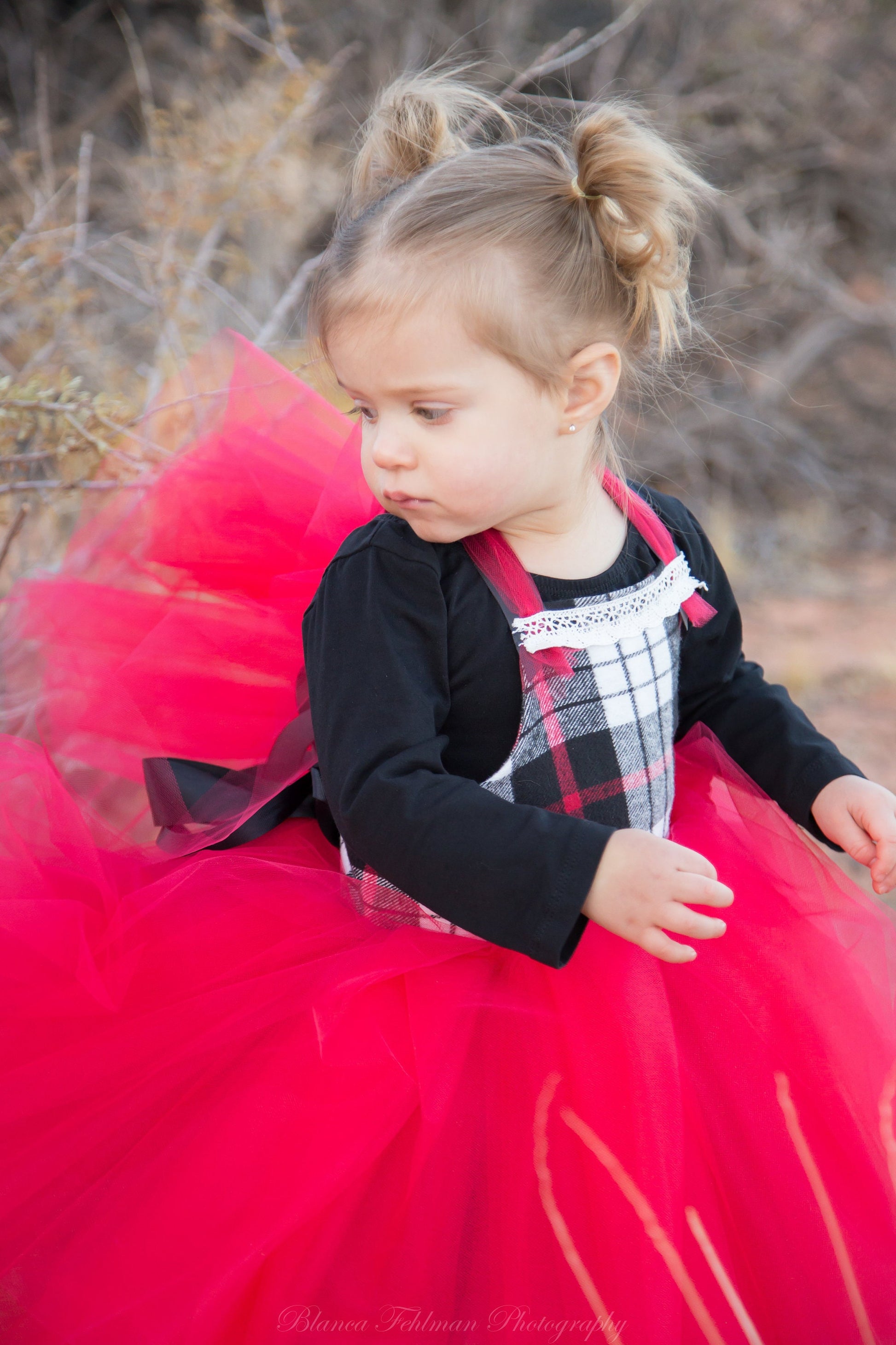 Red Black White Holiday Flannel Tutu Dress