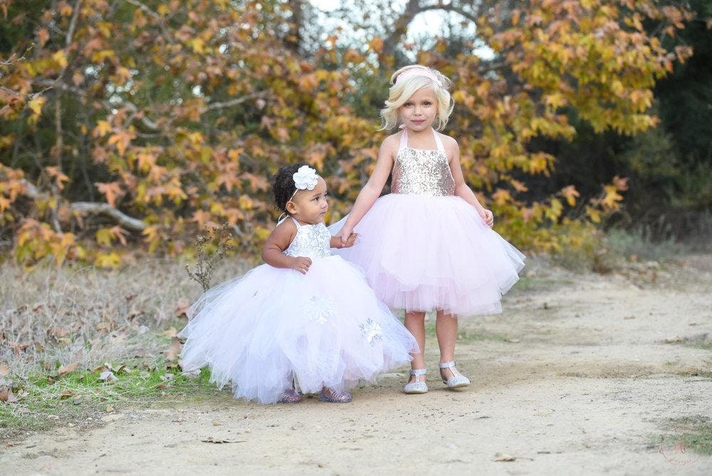 White, Pink and Silver Winter Wonderland Dress - Includes Snowflakes adorning the long skirt. Light pink, White and Silver Sequins!