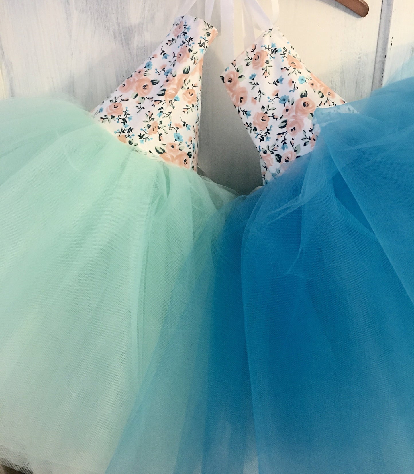 Floral Print Blue Skirt Tutu Dress