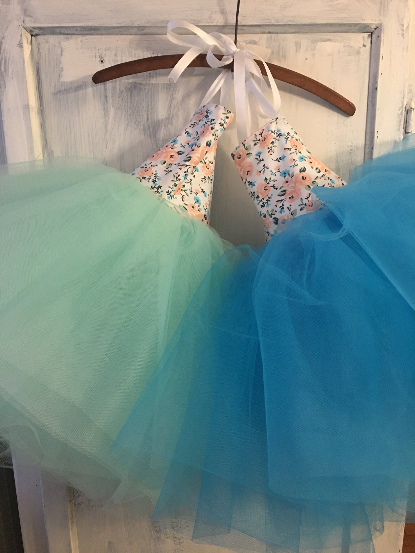 Floral Print Blue Skirt Tutu Dress