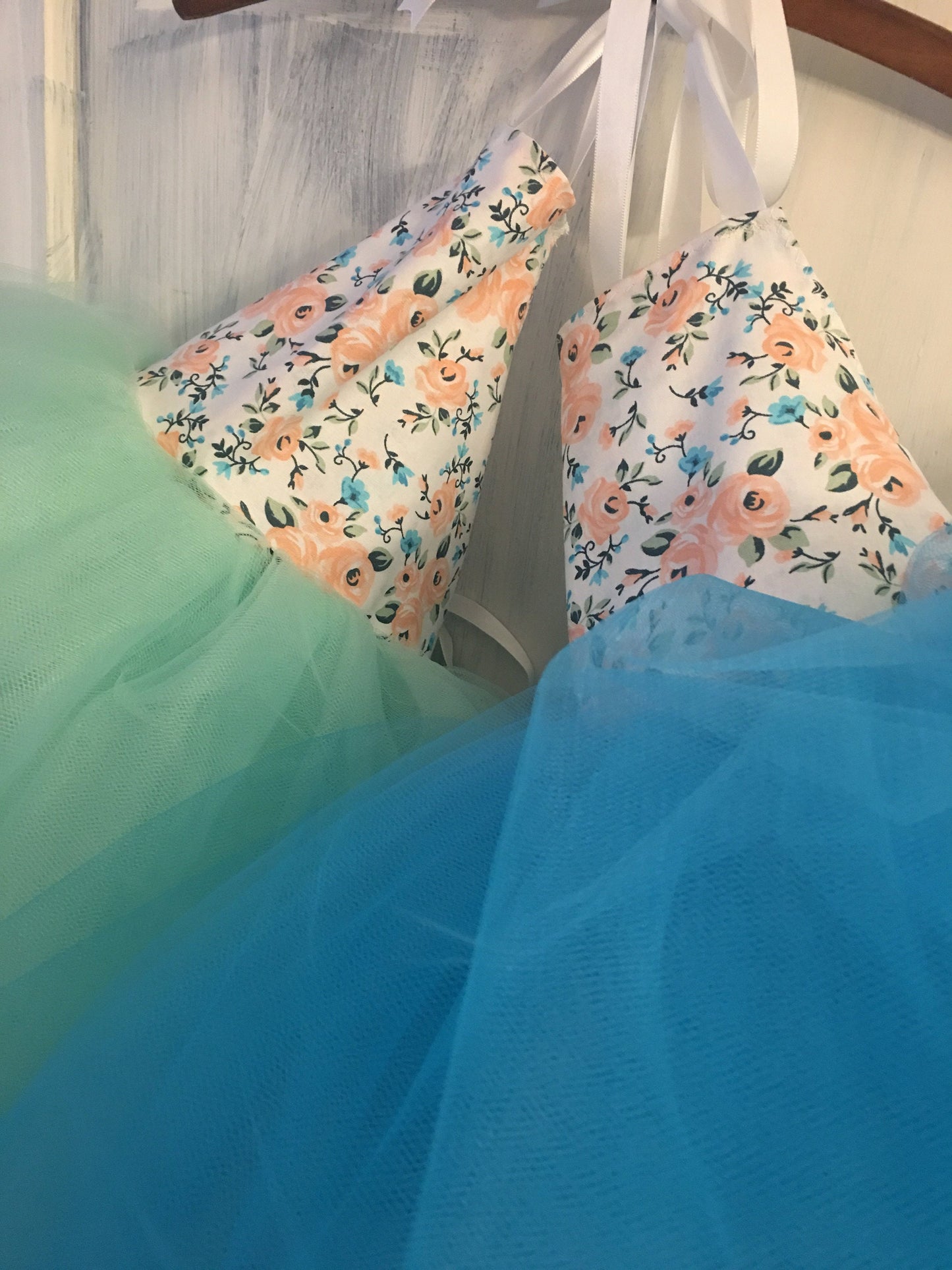 Floral Print Blue Skirt Tutu Dress