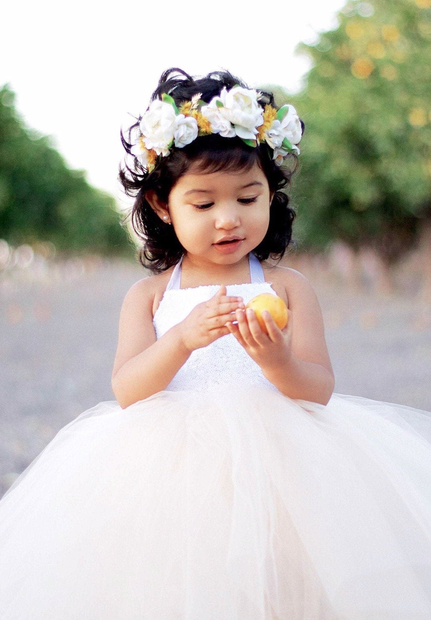 White Sequin and Ivory Princess Tutu Dress. Baby and Toddler Sizes offered.