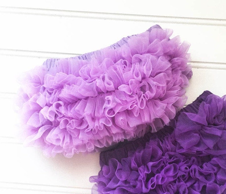 Purple Soft Lavender Short Sheer Ruffled Baby Bloomer