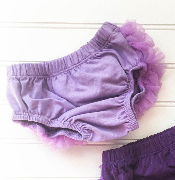 Purple Soft Lavender Short Sheer Ruffled Baby Bloomer