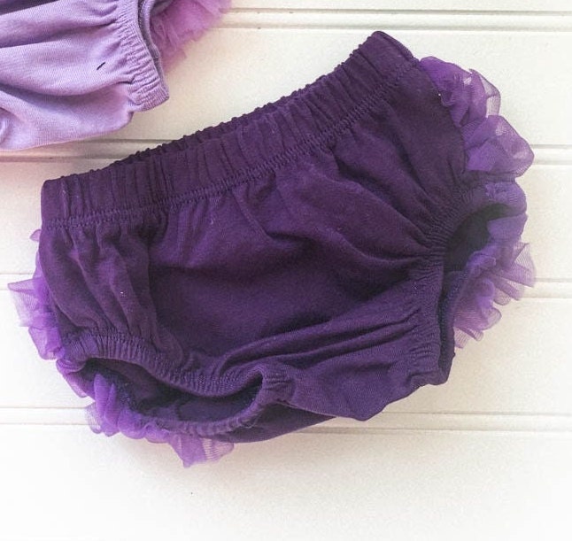 Purple Short Sheer Ruffled Baby Bloomer