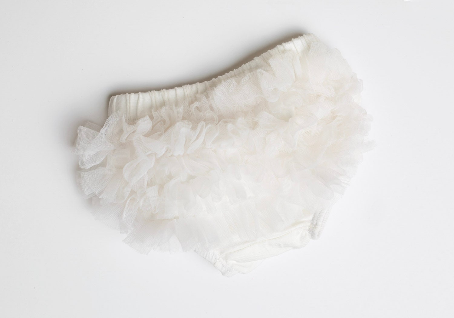 White Short Sheer Ruffled Baby Bloomer