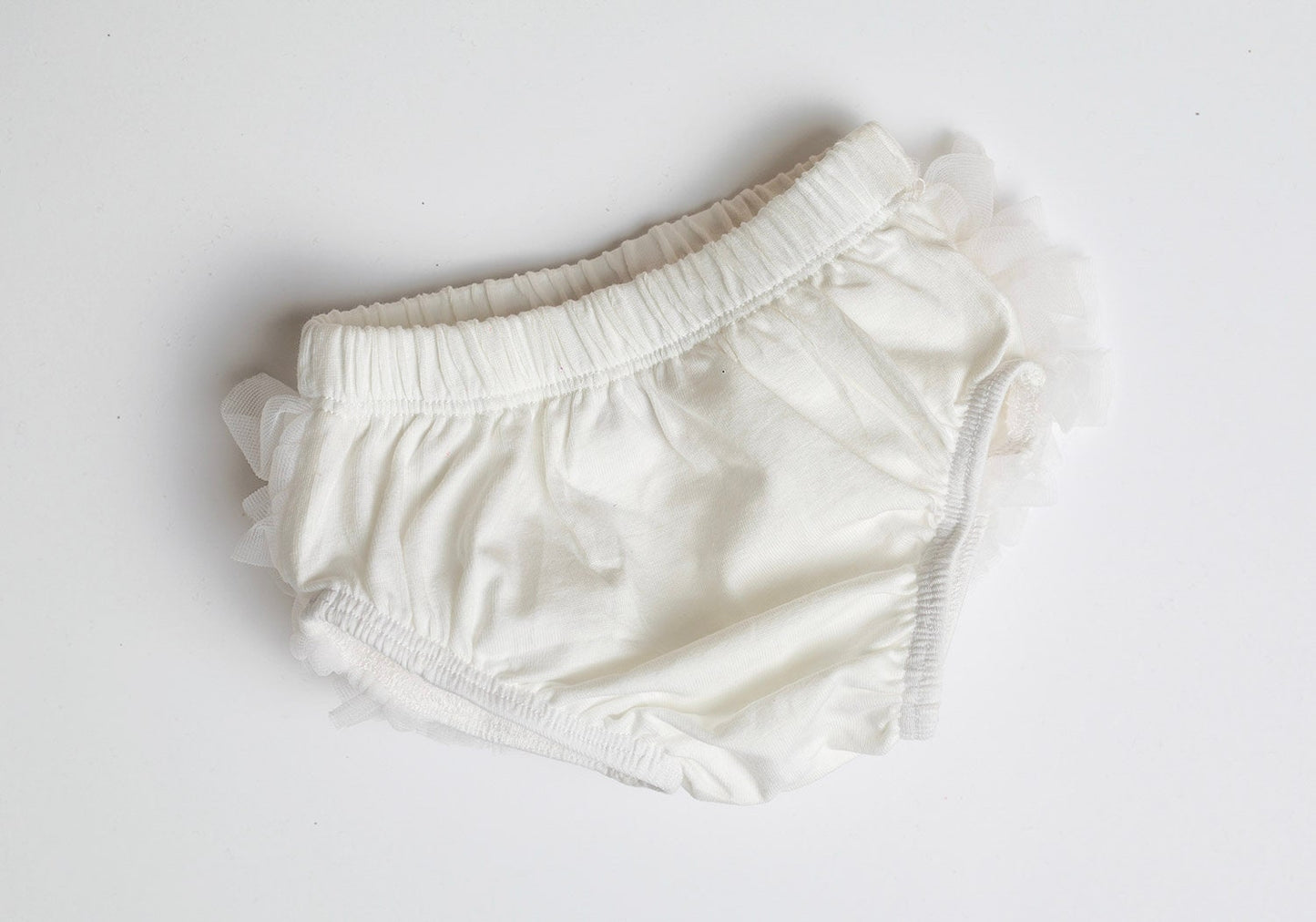 White Short Sheer Ruffled Baby Bloomer