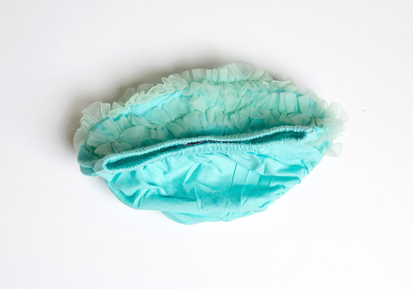 Blue Green Short Sheer Ruffled Baby Bloomer - Aqua Blue