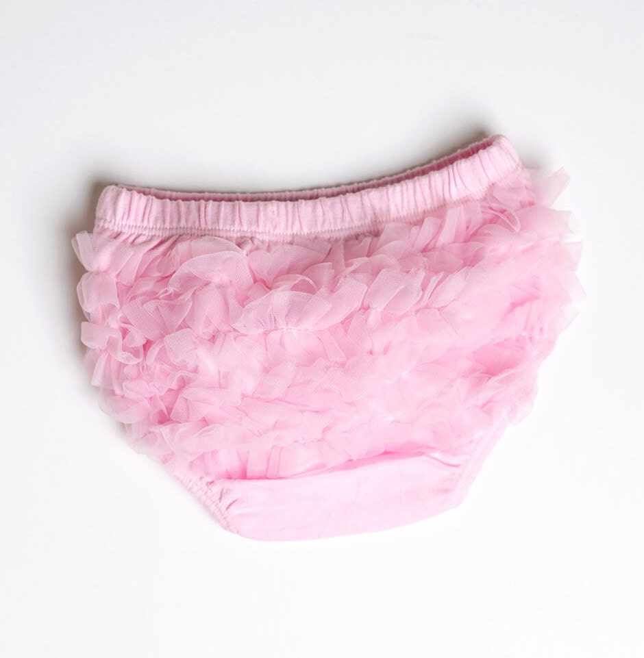 Pink Short Sheer Ruffled Baby Bloomer - Light Pink