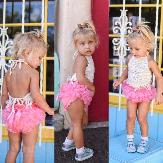 Pink Coral Tutu Bloomer Front and Back Ruffled Bloomer