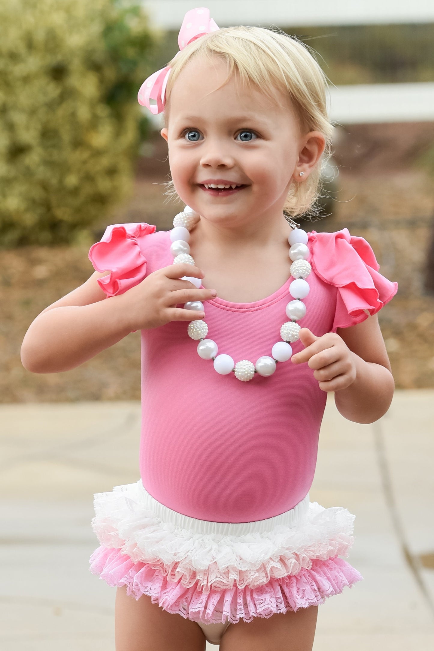 Pink and White Cupcake Layer Lace Tutu Bloomer All Around Ruffled Bloomer