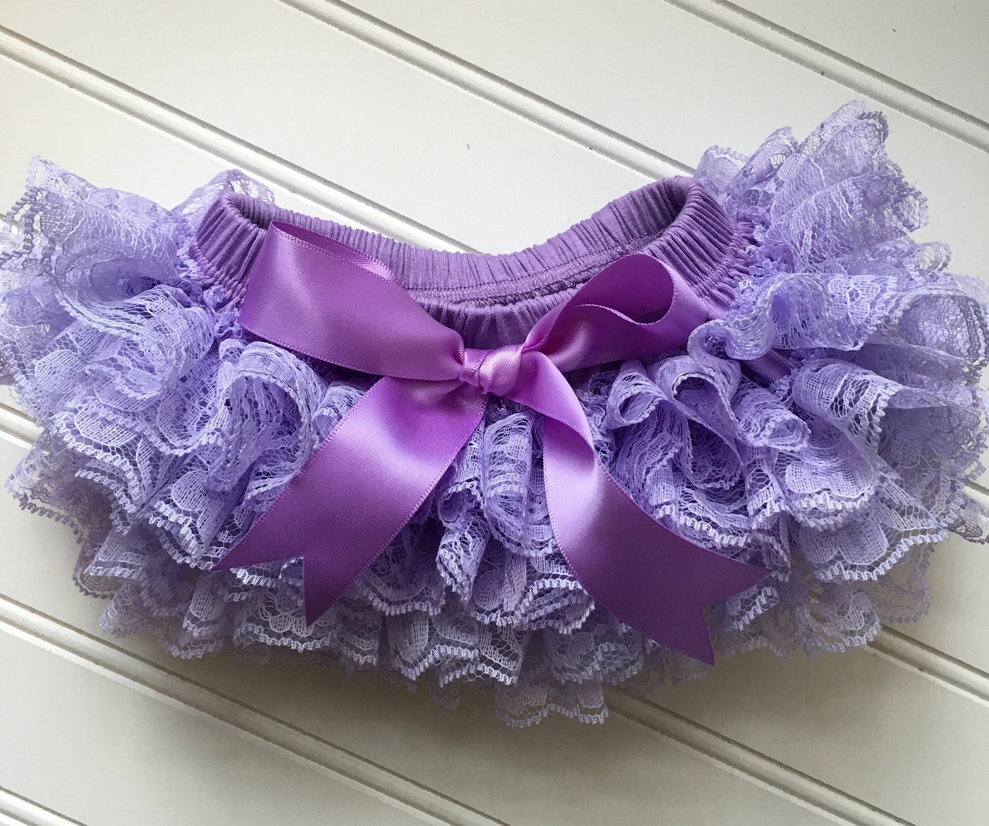 Purple Light Lavender Cupcake Layer Lace Tutu Bloomer All Around Ruffled Bloomer